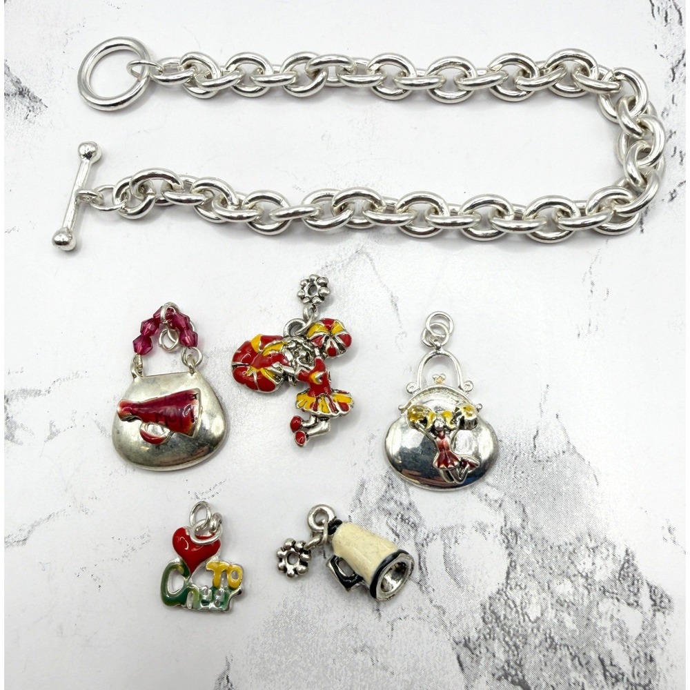 Cheerleader Charm Bracelet DIY‎ Kit School Spirit Toggle 8" Bracelet